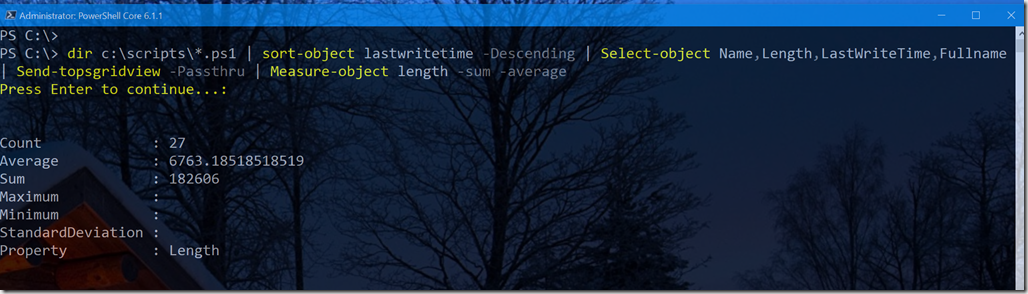 Select objects with Out-Gridvew in PowerShell Core