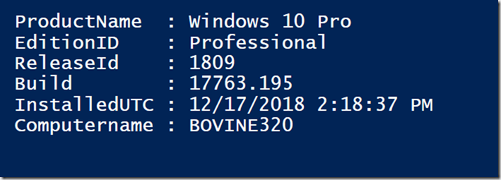 Getting Windows version from the registry with PowerShell