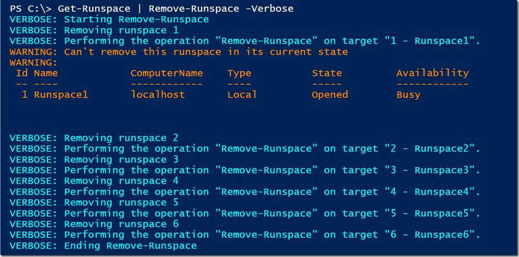 Removing runspaces