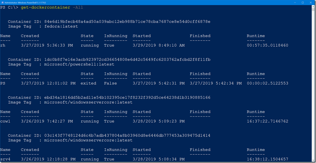 Formatted Docker containers objects in PowerShell