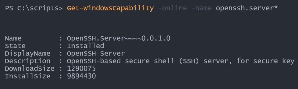 OpenSSH.Server installed
