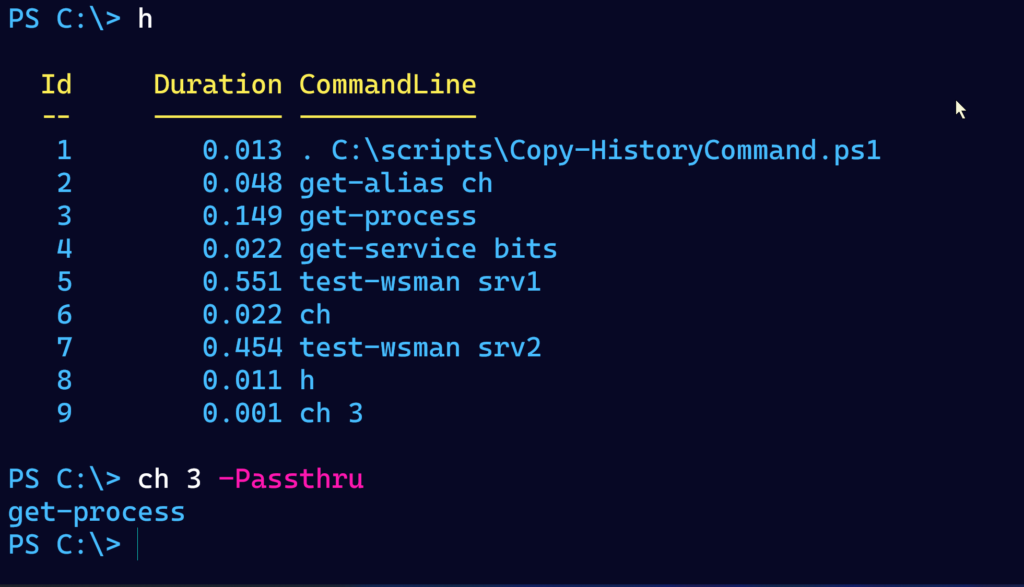 copy history command