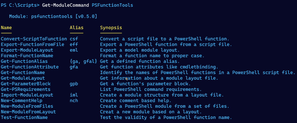 psfunctiontools commands