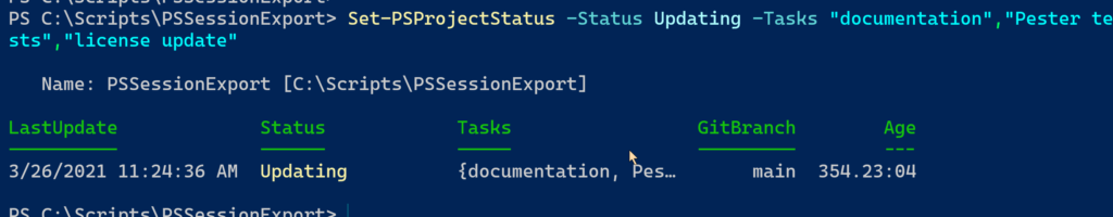 set a psproject status