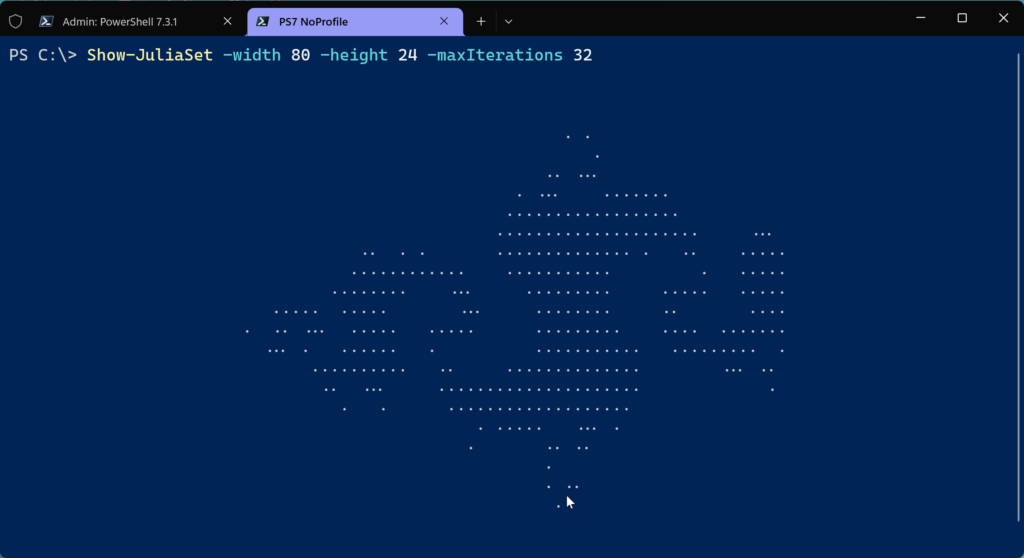 julia fractal in a PowerShell console