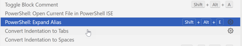 expand alias in VS Code