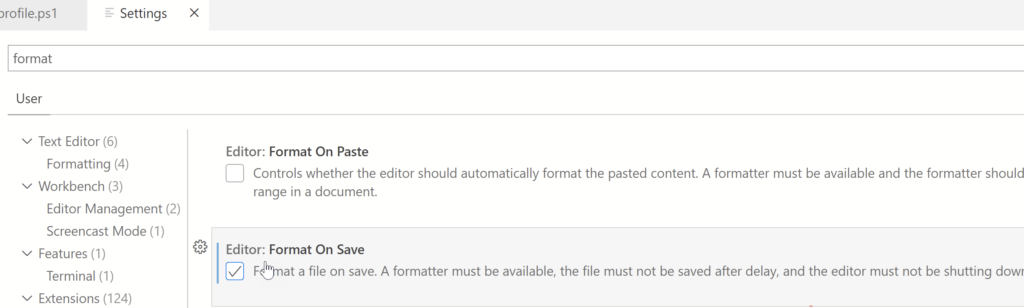 format on save in VS Code